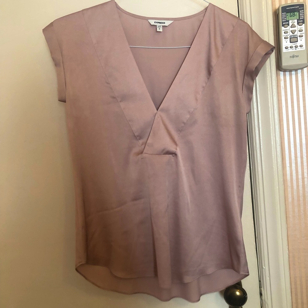 Express V-Neck Mauve Satin Blouse